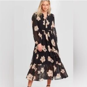 Who What Wear Black Floral Maxi Dress